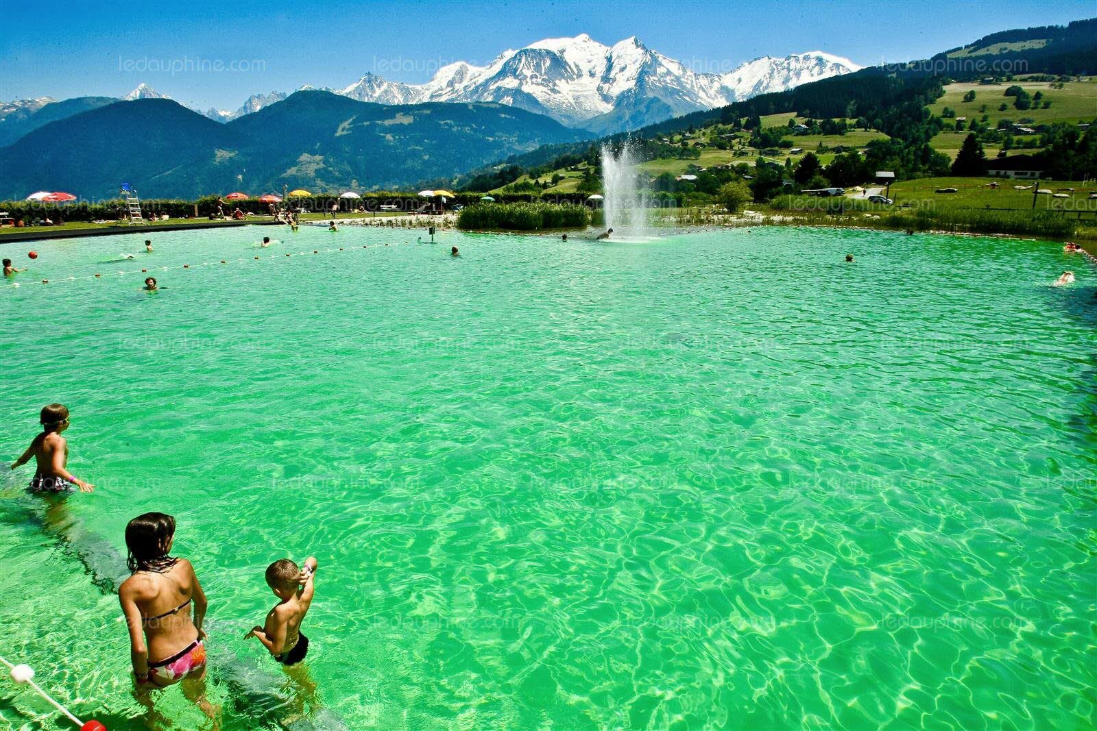 The beautiful swimming lake at Combloux