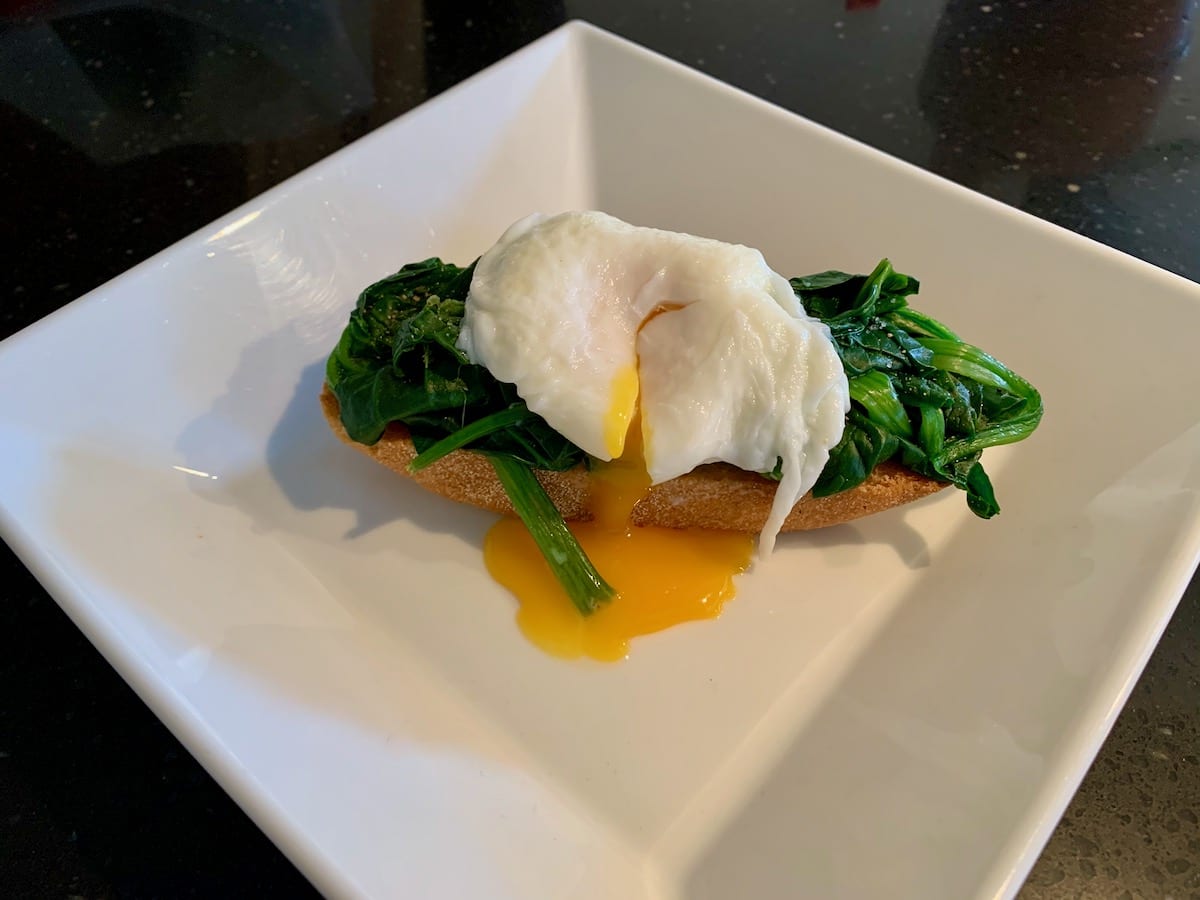 Poached eggs and spinach from Morzine