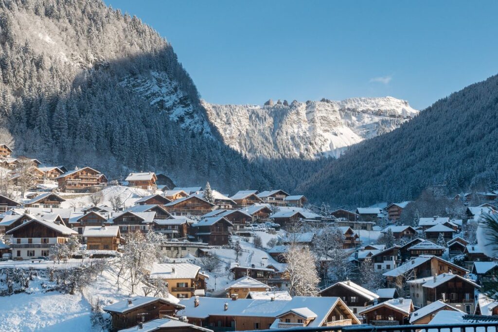 Le Manoir Morzine view View from the Manoir Morzine over the town covered in snow