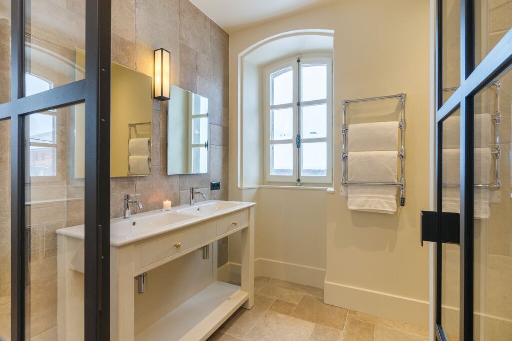 Ensuite shower room Ensuite bathroom with shower at the Manoir Morzine