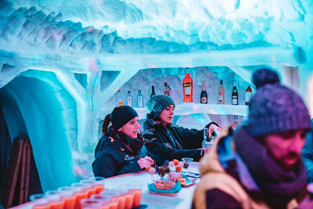 ice bar at the Avoriaz igloo village
