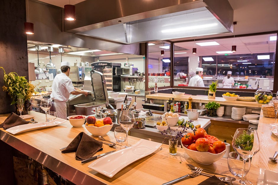 The chefs table at the Chamade, great gastro cuisine