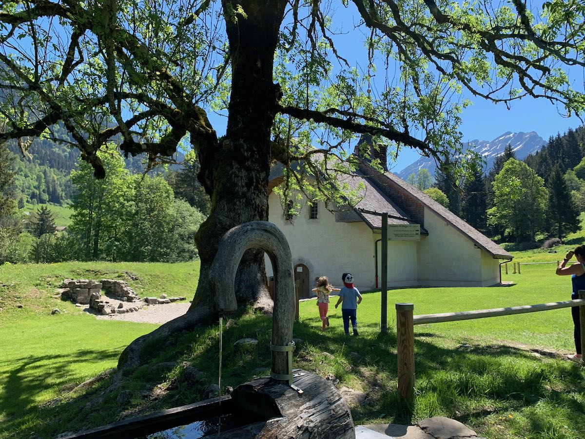 St Bruno chapel in Bellevaux built almost 400 years ago on the shore of the beautiful Lake Vallon