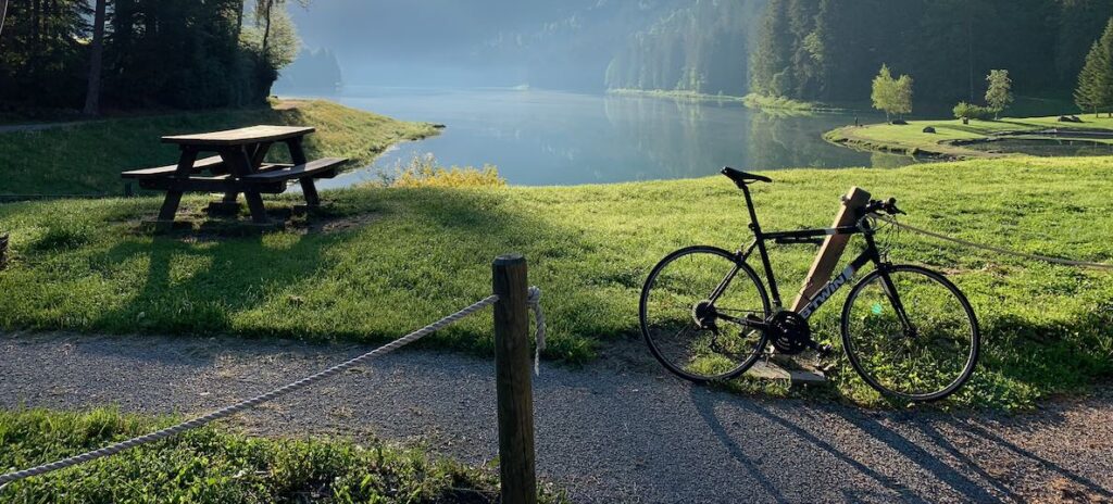 Bicycle by lake Montriond