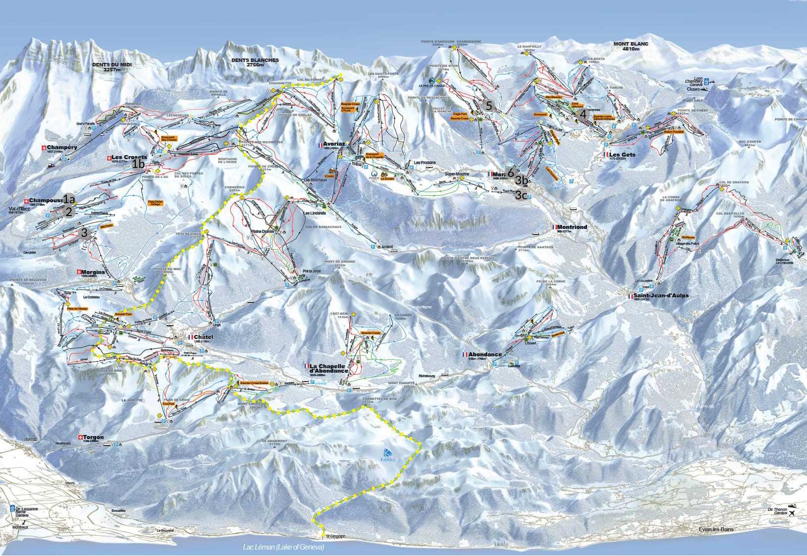 Foodie ski map of the portes du soleil