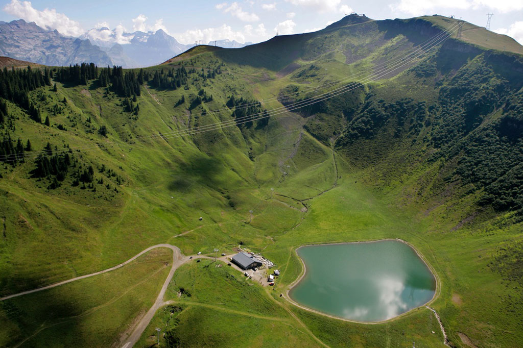 Aerial photo of the farm at Lac Airon